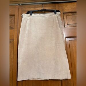 Beige Suede Skirt with Side Zip from Pamela McCoy